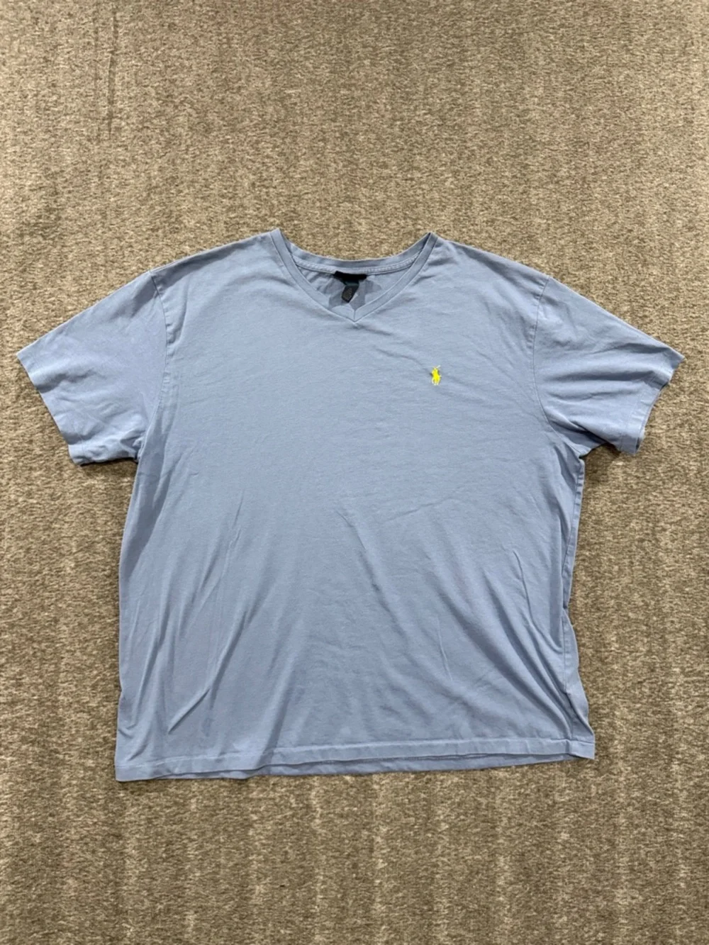 Polo by Ralph Lauren Blue V-Neck Tee with Yellow Pony Size XXL